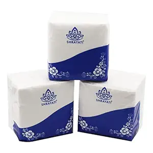 Shrayati 100 Pcs Skin Friendly Tissue Napkins With 1 Ply & Highly Absorbent For Indoor, Outdoor Event Pack Of 12 | Tissues | Tissue Paper | Paper Napkins | Paper Tissue | Soft Tissue Paper, 28 cm x 30 cm