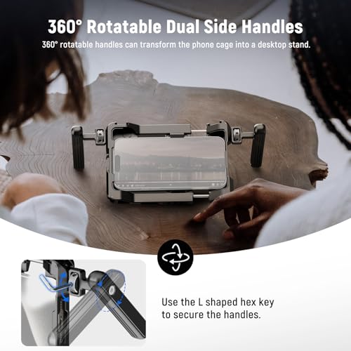 Image of NEEWER Universal Smartphone Video Rig with Handles 67mm Filter Adapter Anti Drop Cold Shoe Compatible with DJI Mic iPhone Samsung Galaxy Android, Phone Cage Stabilizer for Video Recording, PA017