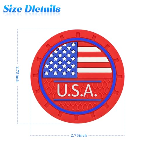 Portavasos para carro con diseño bandera USA, rojo, 2 piezas miniatura 2