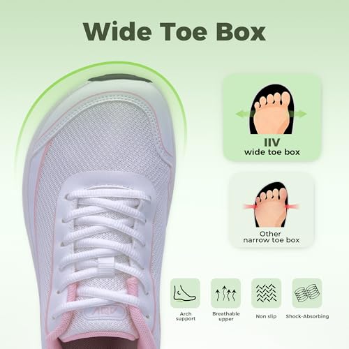 Image of IIV Womens Wide Toe Box Walking Shoes Arch Support Running Shoe Plantar Fasciitis Tennis Sneakers Orthotic for Pain Relief
