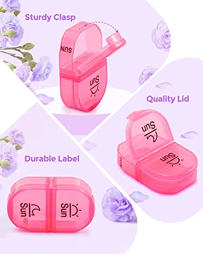 Weekly Pill Organizer 2 Times A Day, Amoos Travel Pill Box 7 Day With Lightproof Canvas Bag For Privacy Protection, Large Am Pm Pill Organizer For Vitamins, Supplements, Medications, Fish Oils #TOP4