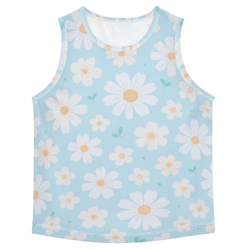 JUNZAN Blue Daisies Tank Tops for Children Sleeveless Kids Vest Volleyball Shirts for Biking Surfing Vacation Swim Party 3T