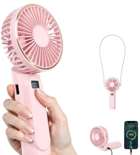 Tragbarer Mini-Ventilator Mit 4000mAh und LED-Display - 180° Verstellbar, Wiederaufladbar, 6 Geschwindigkeiten - Als Powerbank Nutzbar