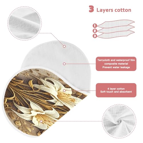 J JOYSAY Flower Beige Baby Burp Cloths for Boys Girls Large 22''x11'' Cotton 4 Layer Large Burp Cloths for Infant Drool one sizex13