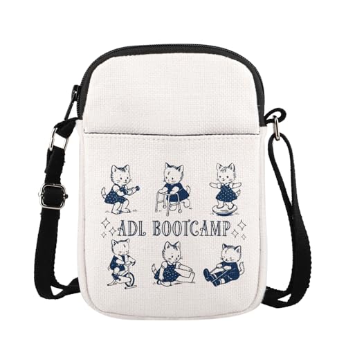 MAOFAED Vintage Style Cat Physical Therapist Crossbody Bag, DPT Gift, PTA Gift, ADL Bootcamp Shoulder Bag (bootcamp)