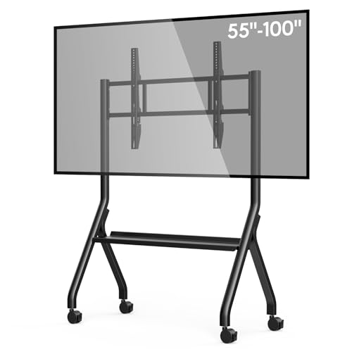 Image of Smart Board Stand for 55-100 Inch Interactive Whiteboard, Height Adjustable Mobile Stand with 4 Lockable Rolling Wheels for Smartboard