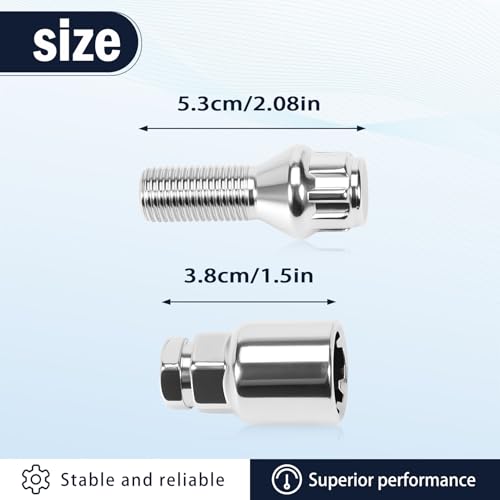 Konuooer 4X Radschloss Radschrauben Satz Felgenschloss Diebstahlsicherung Radmuttern kompatibel mit A1 A3 A4 A5 Golf Jetta Touran Seat Vivaro X3 X5 M14x1,5 28mm mit 1x Schlüssel