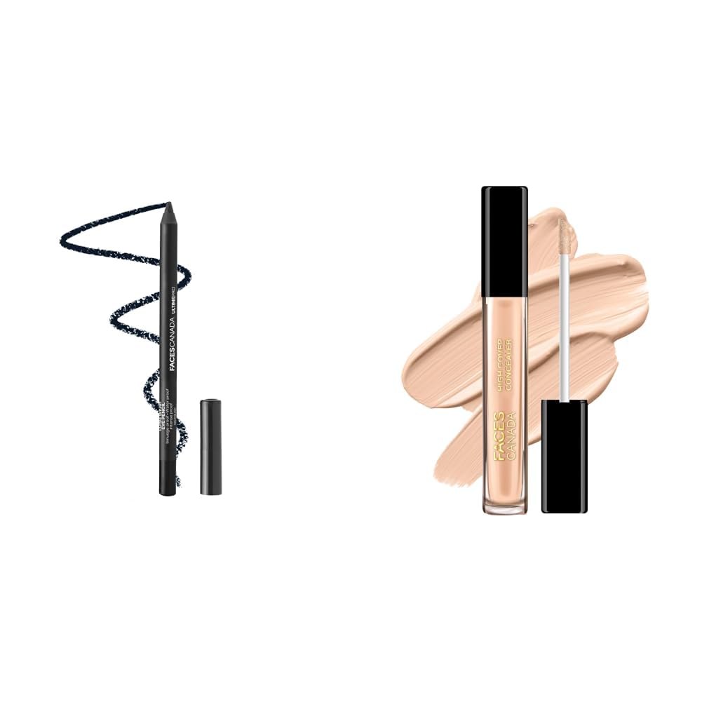FACESCANADA Ultime Pro Longwear Opaque Eye Pencil - Solid Black 02, 1.2 G & High Cover Concealer - Caramel Crunch 03, 4ml-picture-24