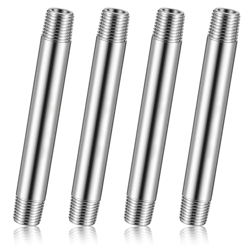 Image of 4 Pcs 304 Stainless Steel Pipe Fittings 1 /4 inch NPT x 1 /4 inch NPT Male Threaded 4 inch Length Nipple Cast Pipe Fittings for Oil Air Fuel