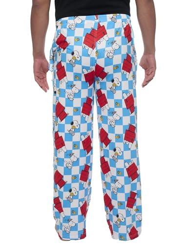 Peanuts Mens Snoopy Checkered All Over Print Lounge Pajama Pant3