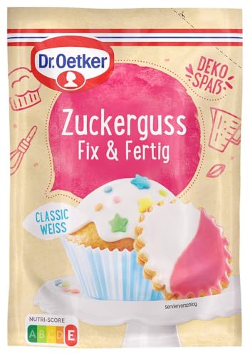 Dr. Oetker Zuckerguss Fix & Fertig 10er Pack (10 x 125g), Überziehe dein Gebäck mit Zuckerguss & nutze es als Grundlage für weitere Dekorationen Dr. Oetker Zuckerguss Fix & Fertig 10er Pack (10 x 125g), Überziehe dein Gebäck mit Zuckerguss & nutze es als Grundlage für weitere Dekorationen