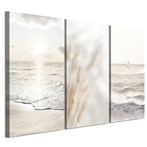 LUMASOUL Cuadros Decoracion Salon Modernos 3 Pieza - Decoración Pared Natura Motivo - Cuadros Decorativos con marcos de madera y telares Salón y dormitorio - 90x60 cm