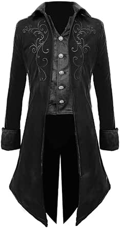 Crubelon Men's Steampunk Tailcoat Jacket Gothic Medieval Victorian Frock Coat