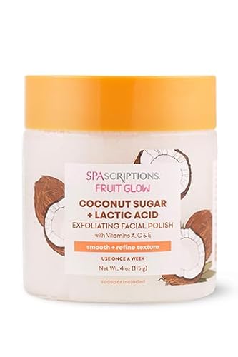 Fruit Glow- Coconut Sugar + Lactic Acid Exfoliating Facial Polish With Vitamins A, C & E 4 Oz