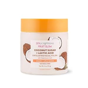 Fruit Glow- Coconut Sugar + Lactic Acid Exfoliating Facial Polish With Vitamins A, C & E 4 Oz