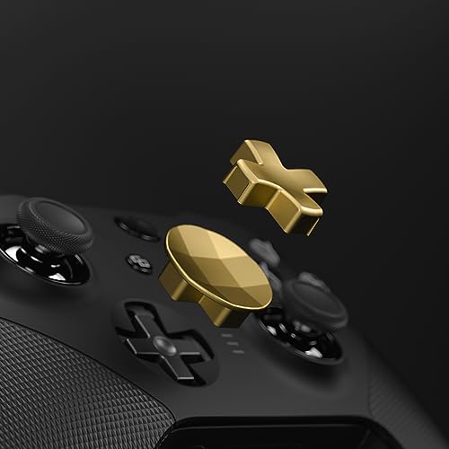 Image of eXtremeRate 2Pcs Metalic Hero Gold Magnetic Stainless Steel D-Pads, for Xbox Elite 1 /2 Controller, Replacement Parts Directional Pad Button Kits for Xbox One Elite & Xbox One Elite Series 2 Controller