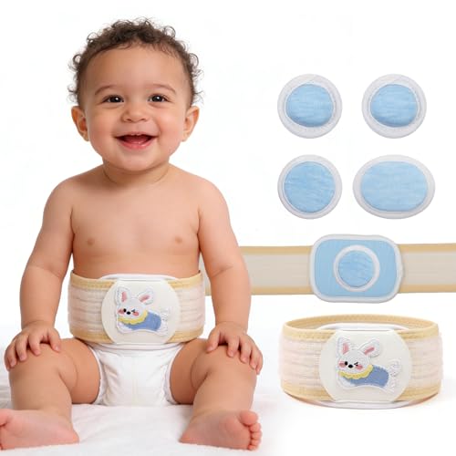SUYIEYING Umbilical Hernia Belt for Baby with 360 Wrap-Around Pad Upgraded Baby Belly Button Band Abdominal Binder Adjustable & Relocatable Hernia Support for Newborn Infant Toddler Kids