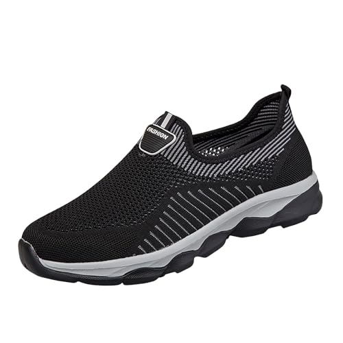 Generisch Zapatillas de trekking para hombre, zapatillas de senderismo, zapatillas de deporte, zapatillas de deporte, ligeras, de malla, transpirables, suela para exteriores, correr, gimnasio, Negro