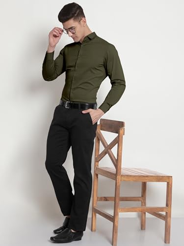 Image of Beyoung Cotton Plain Regular Fit Shirt for Men | Full Sleeve | Formal Shirt | Classic Collar Cotton
