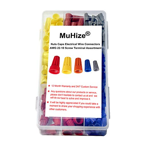 MuHize Spring Twist Wire Connectors 320Pcs - 22-10 AWG Electrical Connectors Kit with Gel Seal, Heat Resistant Nylon Caps for Automotive Home Wiring