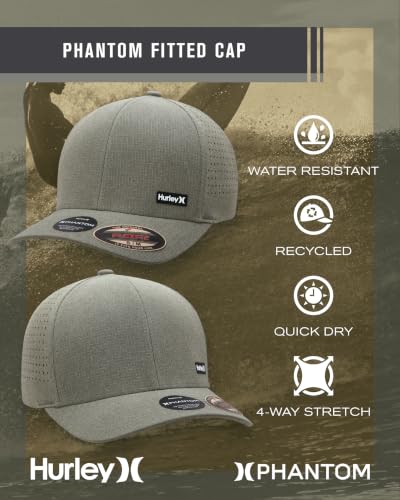 Image of Hurley Mens Trucker Hat - Curved Brim H2O Dri Summer Fitted Baseball Cap for Men with Mesh Back