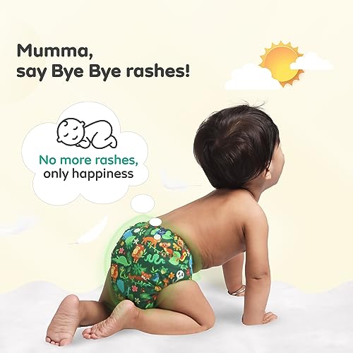 Image of Mylo Leak Proof Baby Cloth Diaper Combo (2 Diaper & 2 Inserts) for 3 Months to 3 Years Babies | Oeko Tex Certified Washable & Reusable Baby Cloth Diaper | Free Size - Jungle and Purple Love