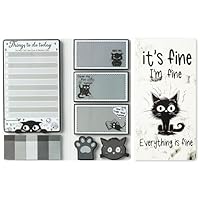 GROBRO7 Halloween Cartoon Sticky Notes Set - 550 Sheets Black Cat Self-Stick Notepad, Novelty Cat Paw Shape Page Marker for Halloween Stationery Gift, Kid Teacher Office School Party Goodie Bag Fiiler