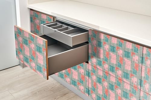 Adhesivo lavable Wallfluent para muebles de cocina vinilo mate cubiertos abstractos 100x50 cm 5