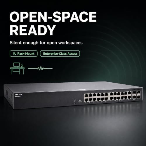 Image of Ruckus ICX8100-24P-X Managed Switch, 24x Gigabit PoE+, 4x 10GbE SFP+ Uplinks, 370W PoE Budget - Enterprise Layer 2 Access Switch, No Licensing Required