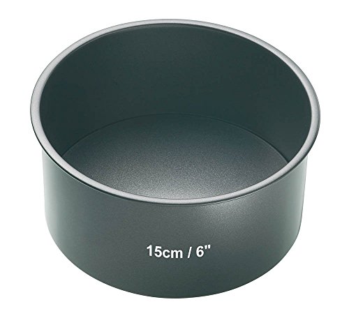 MasterClass Backblech, Kuchenform mit Antihaftbeschichtung und losem Boden, tiefe Kuchenform, Kohlenstoffstahl, rund, 15cm (7'), Grau