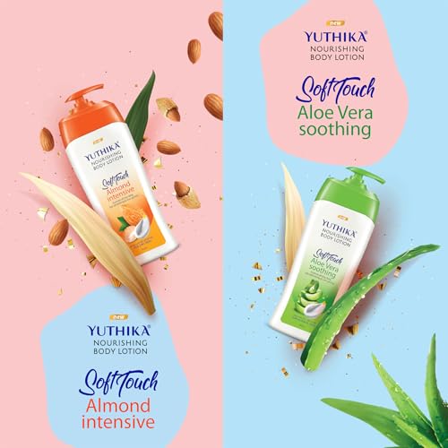 Image of Yuthika Body Lotion Almond Nourish 500ml Pack of 2 Body Lotion - Hydrating Moisturizer for Women & Men, Non-Irritant & Non-Sticky, 24H Hydration for Dry Skin