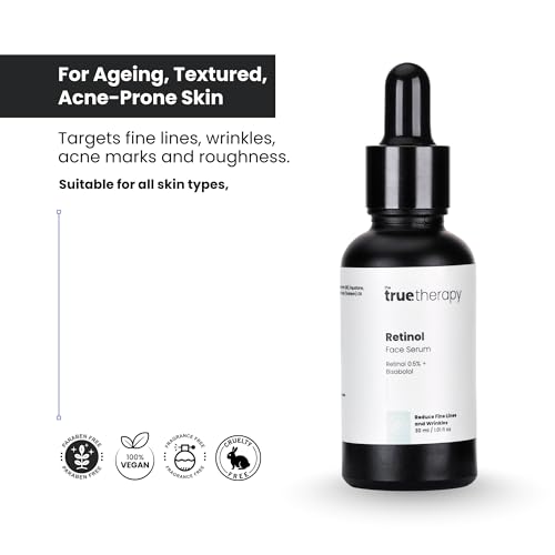Image of The True Therapy 0.5% Retinol Face Serum for Anti-Aging, Lightweight Night Face Serum with Retinol, Bisabolol & Squalane Reduce Fine Lines & Wrinkles | For Women & Men - 30 ml