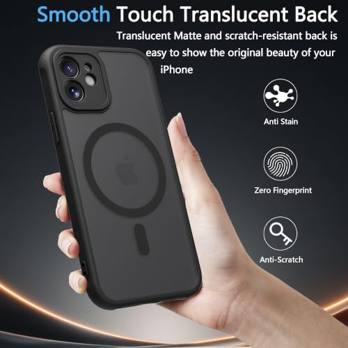 Image of for iPhone 12 Case [Compatible with Magsafe] Translucent Matte Phone Cover, [10 FT Military Grade Drop Protection] Slim Durable Shockproof Protective Bumper (Black Magnetic, iPhone 12)