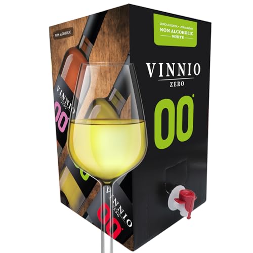 VINNIO - Vino sin alcohol 0,0 Premium Blanco | Bag in Box 10 litros | Equivalente a más de 13 Botellas de 750 | Formato Ahorro con Grifo (Sin Azúcar, Bajo en Calorías)