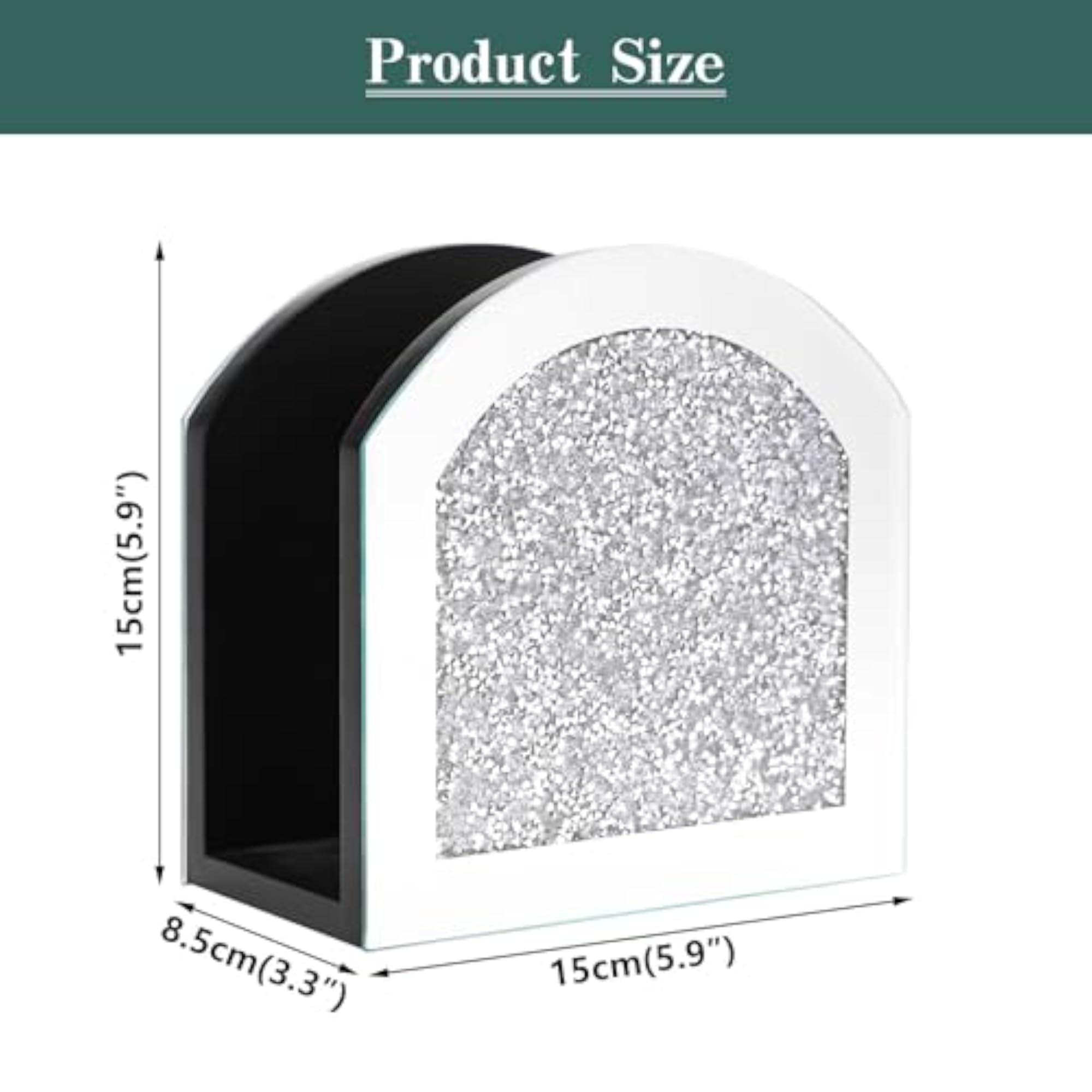 Mirror Napkin Holder with Crushed Diamond, Bling Glass