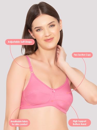 Image of Groversons Paris Beauty Women's Non-Padded Wire-Free Full Coverage Cotton Bra | Adjustable Straps | Hook & Eye Closure | Soft Everyday Bra