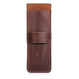 Londo Skórzany Piórnik Skórzany - Elegancki Minimalistyczny Etui Na Pióra i Ołówki, 17x5.8cm, Ręcznie Robiony, Prezent, Skóra Naturalna, Brązowy