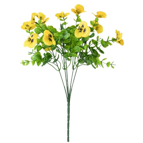 Pansies Flowers Artificial, Fake Flowers Outdoor Artificial Pansies, Realistic UV Resistant Faux Plants Greenery, Garden Decor for Yard, Front Door, Porch, Window Box