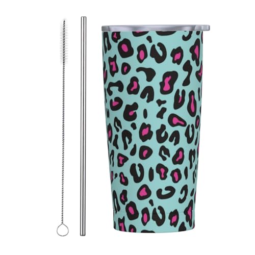 JASROTAO Blue Pink Leopard Tumbler,Leopard 20oz...