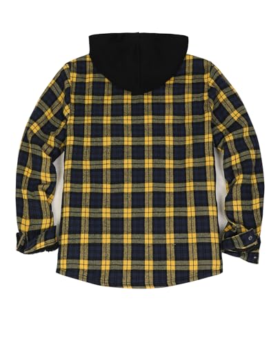 Image of ZENTHACE Men's Sherpa Lined Full Zip Hooded Plaid Shirt Jacket