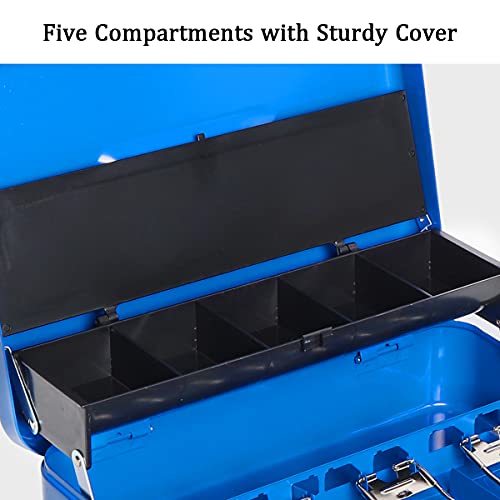Parrency Cash Box With Key Lock，Durable Metal Cash Box With Money Tray，Lock Box Safe Storage Security Locker，Blue #TOP5