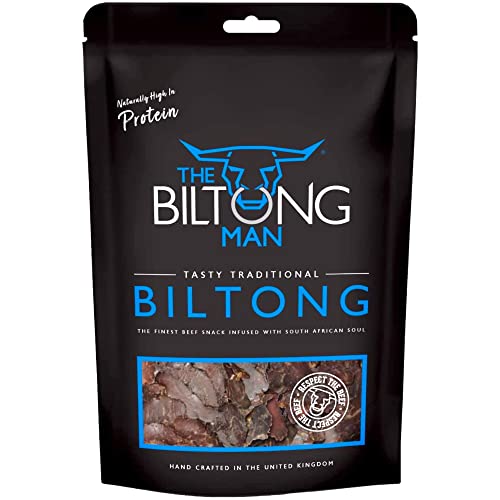 The Biltong Man | Tasty Traditional Lean Beef Biltong | Healthy High Protein Dried Beef Snack | Low Calorie, Gluten-free & Keto-friendly | 500 g (Pack of 1)