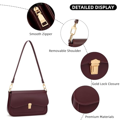Image of KKXIU Small Shoulder Bag for Women Cute Hobo Handbags Mini Clutch Purses | Classic Trendy Retro Underarm Crossbody Bag with Detachable Straps, Zipper Closure