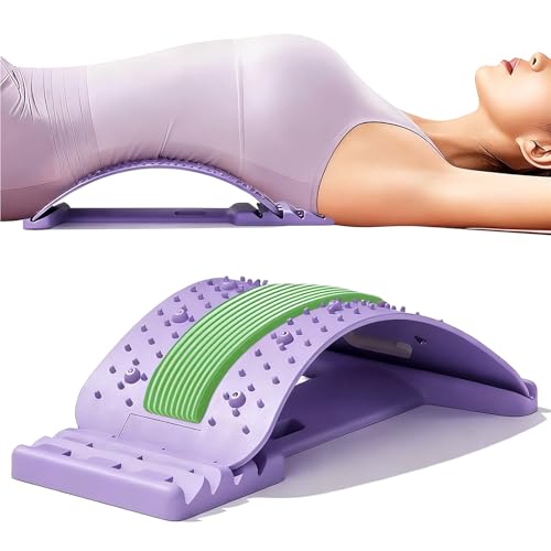 Rückenstrecker Gerät Verstellbar, Rückenstützbrett, Lendenstützbrett mit Magnetmassage Akupressurpunkten, Rückendehner Gerät, Rückenmassagegerät für Körperdehnung, Muskelentspannung, Yoga und Fitness