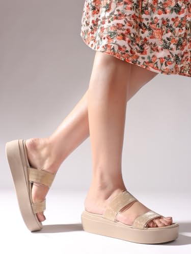 Image of Elle Women Comfortable Flat Round Toe Slip On fashion Sandal for Daily use, Office use, Casual use