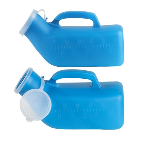 2 Pcs Urine Bottles Male Urinal Bottles for Men Urinal Pee Bottle for Mens Urine Bottles Spill Proof 1200ml Portable Urinals for Men with Lid Plastic Urine Bottle for Men Camping Travel