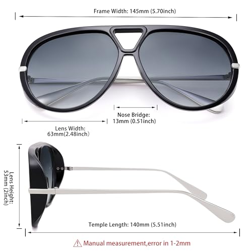 Oversized Aviator Sunglasses for Women Men, Trendy Retro Round Sun Glasses Vintage Shield Shades UV Protection3