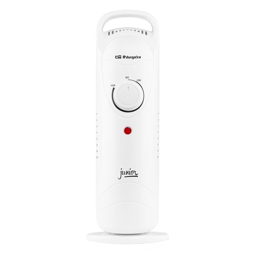 Orbegozo RO 1220 - Radiador de aceite Junior, Protección Sobrecalentamiento, Silencioso, Asa de transporte, 1200 W
