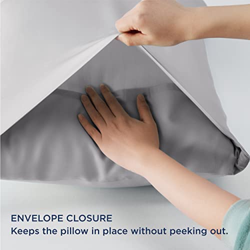 Bedsure Cooling Pillow Cases Standard Size, Rayon Derived from Bamboo Standard Pillowcases Set of 2, Breathable & Silky Soft Cool Bedding Pillow Covers with Envelope Closure, Light Grey, 20x26 Inches