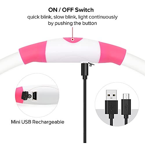Itayga Led Dog Collar Usb Rechargeable Light Up Dog Collar Adjustable Tpu Pet Collars For Large Medium And Small Dogs (Pink) #TOP3